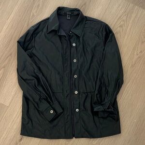 Black Faux Leather Button Front Jacket – Size S